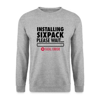 Installing Sixpack (Fatal Error) - Unisex Pullover - Weißgrau meliert - Vorne - Alina (178cm) & Michal (187cm)