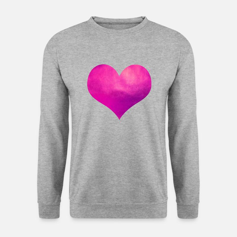 Rosa Herz - Unisex Pullover - Weißgrau meliert