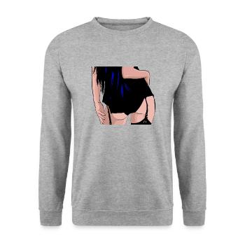 sexy ass, seksowny tyłek, sexy po, Knackpo model - Unisex Pullover - Weißgrau meliert - Vorne - Alina (178cm) & Michal (187cm)
