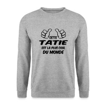 Tonton / Tata / Parrain / Marraine / Tante / Oncle - Sweat-shirt Unisexe - gris chiné - Devant - Alina (178cm) & Michal (187cm)