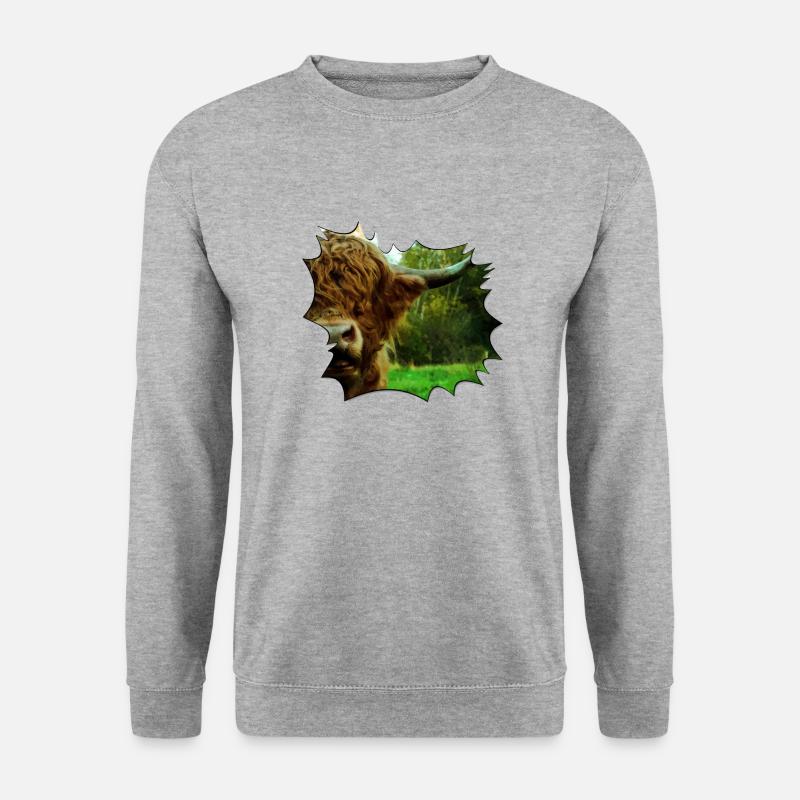 Hochlandrind - Unisex Pullover - Weißgrau meliert