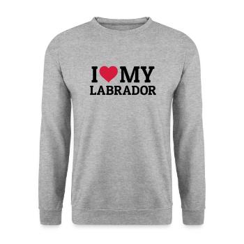 I love my Labrador - Unisex Pullover - Weißgrau meliert - Vorne - Alina (178cm) & Michal (187cm)