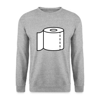 Klopapier für den Notfall - Unisex Pullover - Weißgrau meliert - Vorne - Alina (178cm) & Michal (187cm)