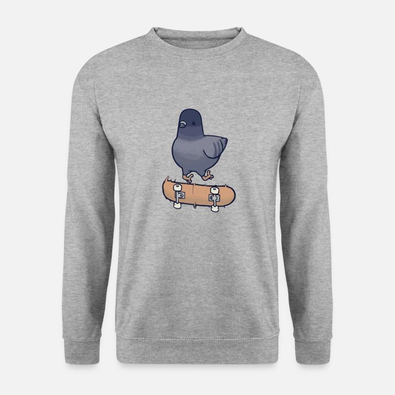 Skateboard Skater Taube - Unisex Pullover - Weißgrau meliert