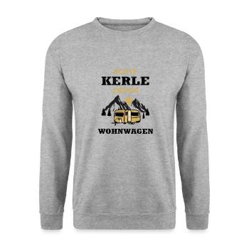 Echte Kerle Ziehen Wohnwagen - Unisex Pullover - Weißgrau meliert - Vorne - Alina (178cm) & Michal (187cm)