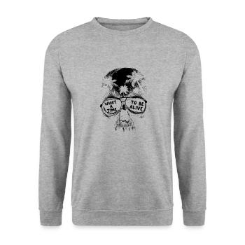 Crâne de palmier soleil d'été - Sweat-shirt Unisexe - gris chiné - Devant - Alina (178cm) & Michal (187cm)