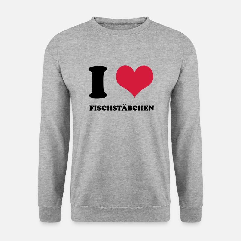 I Love Fischstäbchen - Unisex Pullover - Weißgrau meliert