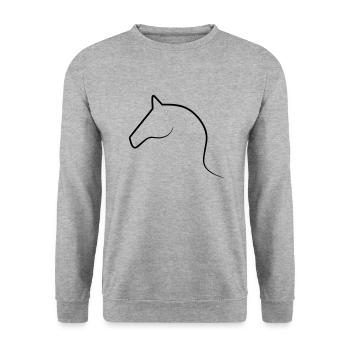 Cheval de dessin au trait - Sweat-shirt Unisexe - gris chiné - Devant - Alina (178cm) & Michal (187cm)