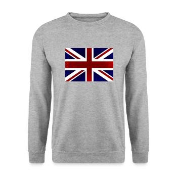 Britische Flagge, Vereinigtes Königreich, Rot, Weiß und Blau - Unisex Pullover - Weißgrau meliert - Vorne - Alina (178cm) & Michal (187cm)