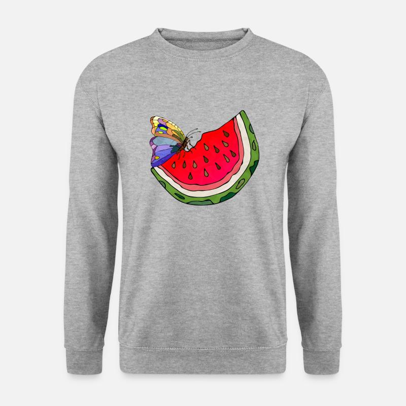 Wassermelone - Unisex Pullover - Weißgrau meliert