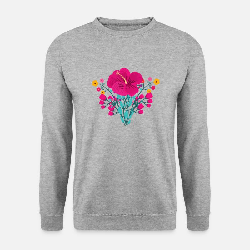 Blumen - Unisex Pullover - Weißgrau meliert