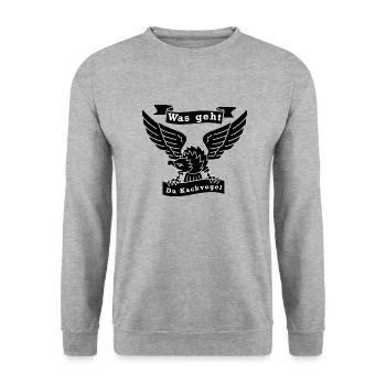Kackvogel2 1 - Unisex Pullover - Weißgrau meliert - Vorne - Alina (178cm) & Michal (187cm)