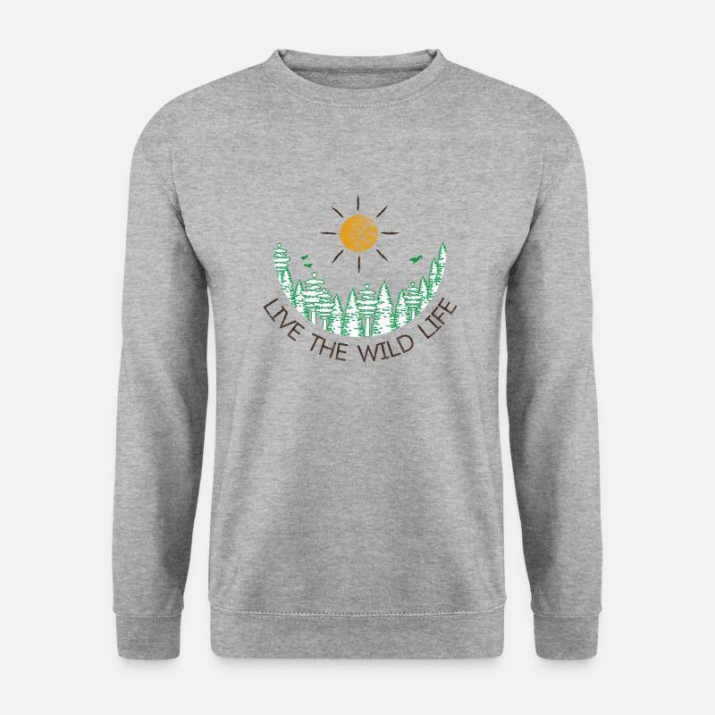 Live The Wild Life Forest - Unisex Pullover - Weißgrau meliert