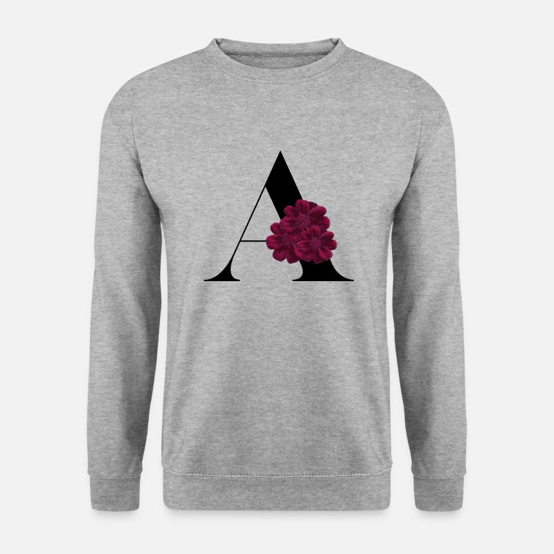 Buchstabe A Blühende - Unisex Pullover - Weißgrau meliert