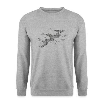 Crack in the floor black and white drawing - Unisex Sweatshirt - salt & pepper - Front - Alina (178cm) & Michal (187cm)