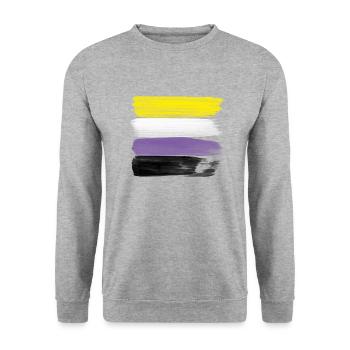 Non-Binary Pride Strokes - Unisex Sweatshirt - salt & pepper - Front - Alina (178cm) & Michal (187cm)