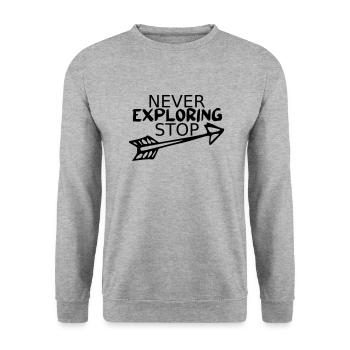 Never stop exploring - Unisex Sweatshirt - salt & pepper - Front - Alina (178cm) & Michal (187cm)