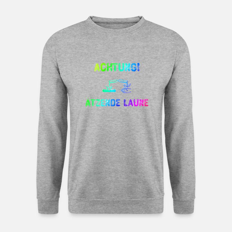 Achrung-Ätzende Laune | Schlechte Laune - Unisex Pullover - Weißgrau meliert