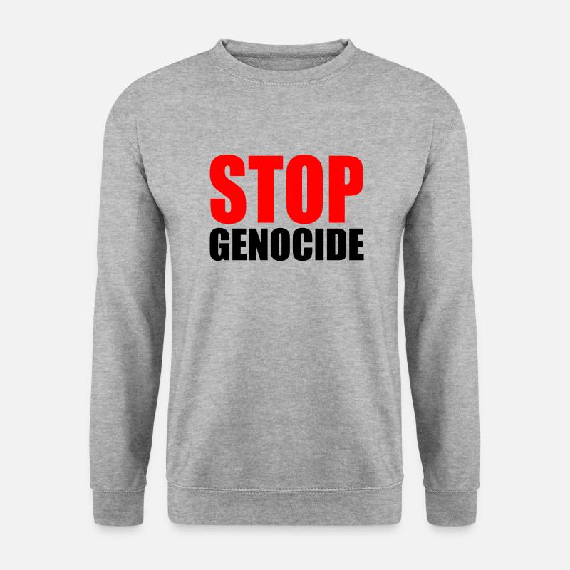 Stop genocide - Unisex Pullover - Weißgrau meliert