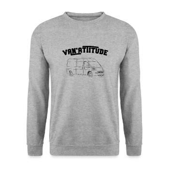 Van attitude cadeau humour van camping car - Sweat-shirt Unisexe - gris chiné - Devant - Alina (178cm) & Michal (187cm)