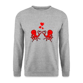 Octopus Love - Unisex Pullover - Weißgrau meliert - Vorne - Alina (178cm) & Michal (187cm)