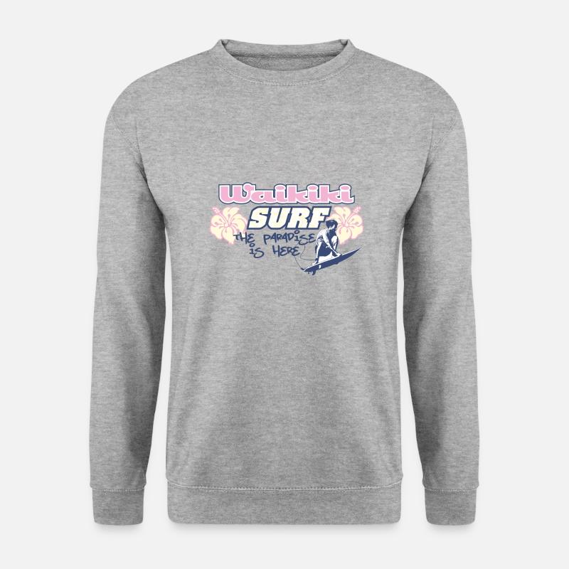 Surfen Sie im Paradies - Unisex Pullover - Weißgrau meliert