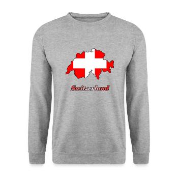 Schweiz mit Schriftzug "Switzerland" - Unisex Pullover - Weißgrau meliert - Vorne - Alina (178cm) & Michal (187cm)