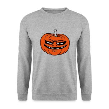 Evil Pumpkin Comic Halloween - Unisex Sweatshirt - salt & pepper - Front - Alina (178cm) & Michal (187cm)