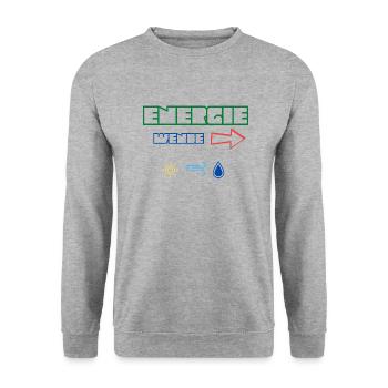Energiewende jetzt! Erneuerbare Energie Statement - Unisex Pullover - Weißgrau meliert - Vorne - Alina (178cm) & Michal (187cm)