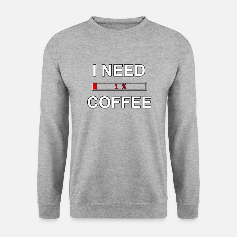 Ich brauche Kaffee 1% - Unisex Pullover - Weißgrau meliert