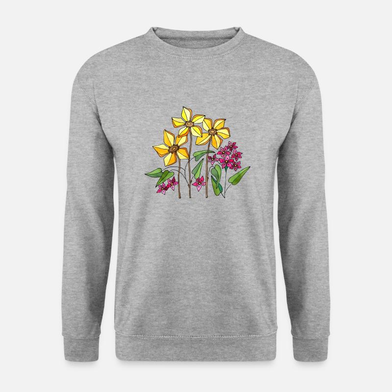 Blumen - Unisex Pullover - Weißgrau meliert