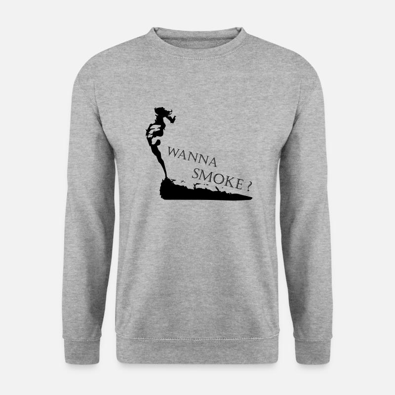 Weed rauchen - Schriftzug mit Bild - Unisex Pullover - Weißgrau meliert