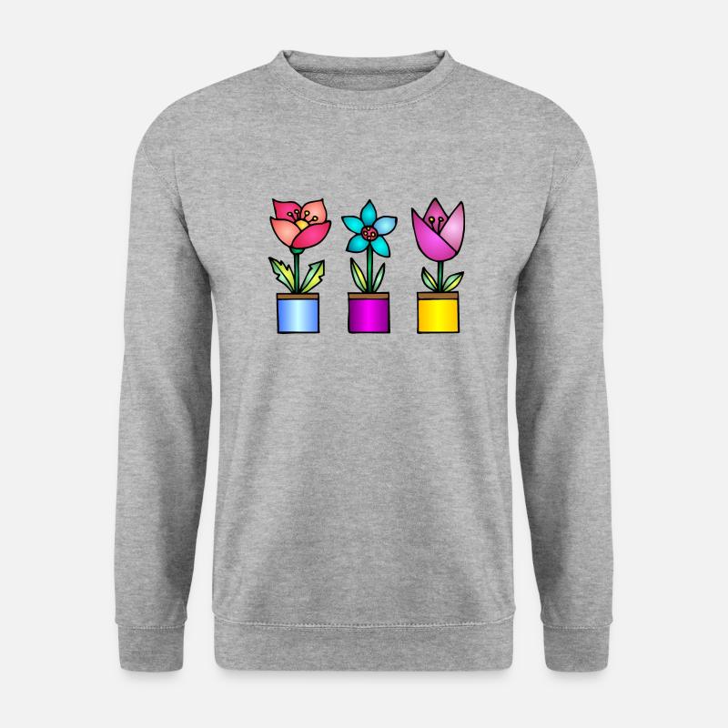 Blumen - Unisex Pullover - Weißgrau meliert