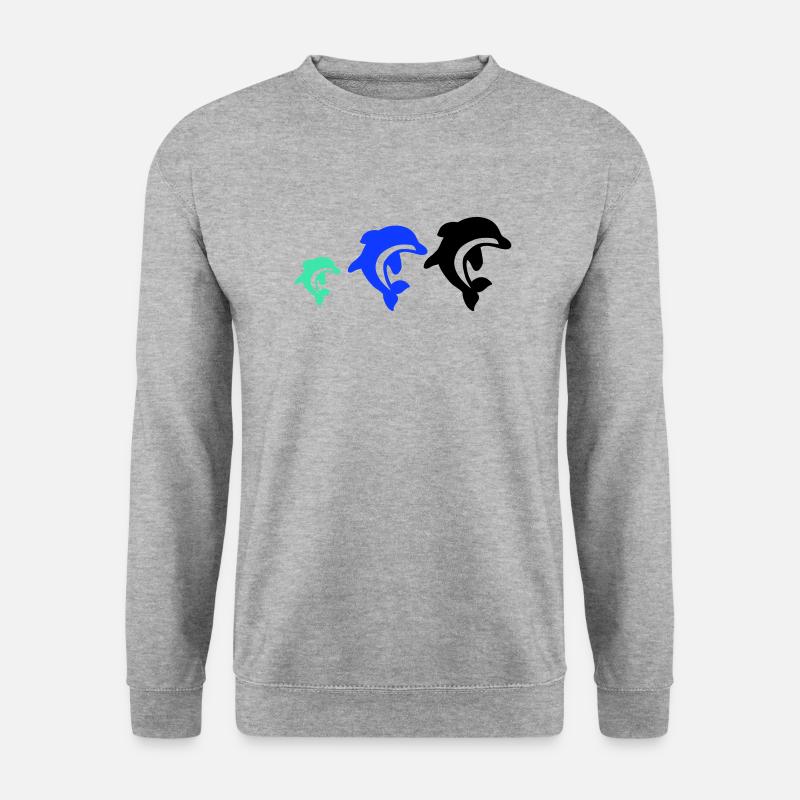 dolphin family - Unisex Pullover - Weißgrau meliert