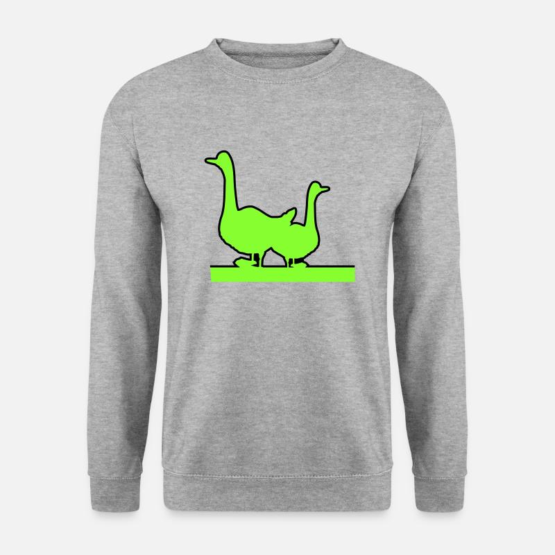 Gänse - Unisex Pullover - Weißgrau meliert