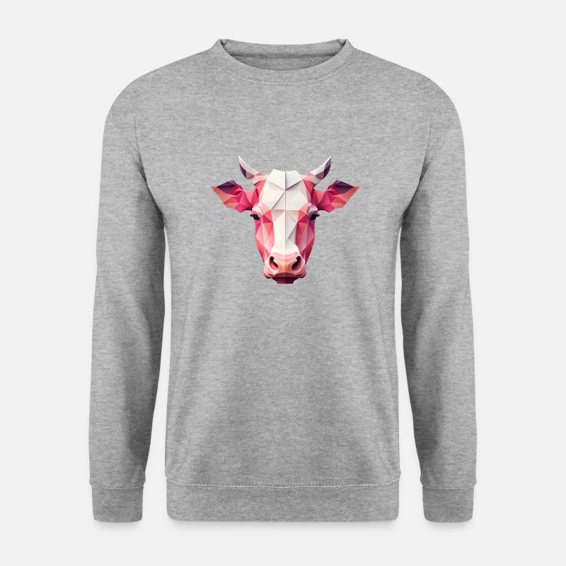 An angular pink cow's head - Unisex Sweatshirt - salt & pepper