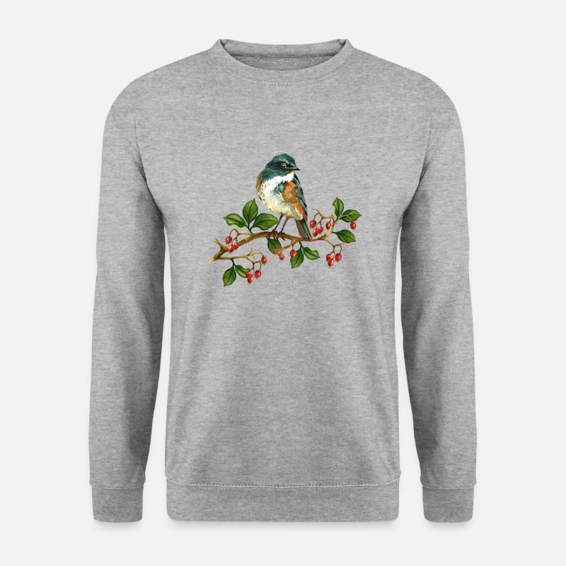 Bunter Vogel - Unisex Pullover - Weißgrau meliert