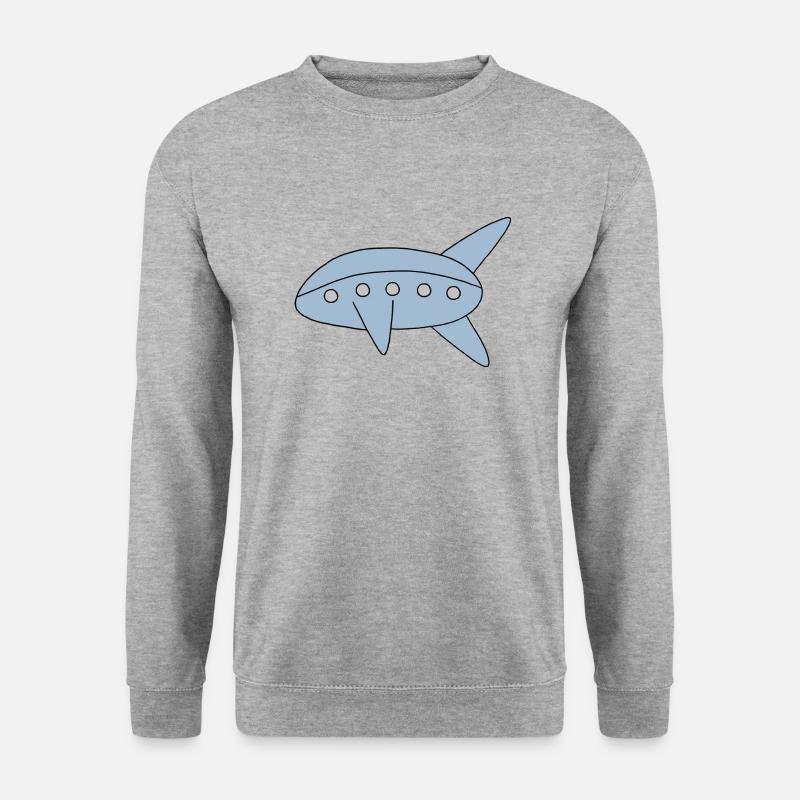 Blaues Luftschiff - Unisex Pullover - Weißgrau meliert