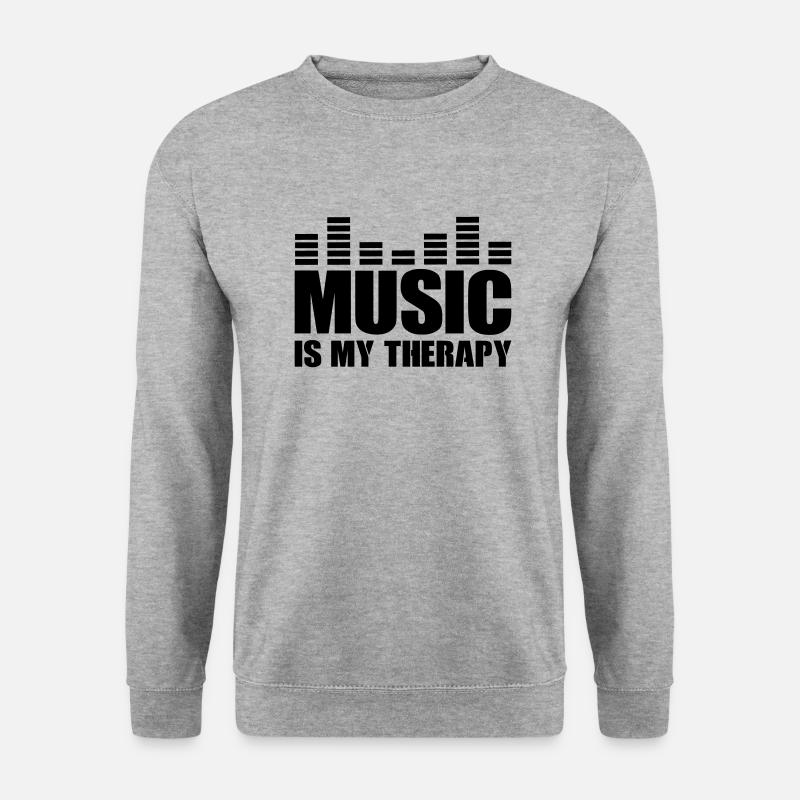 Music is my Therapy - Unisex Pullover - Weißgrau meliert