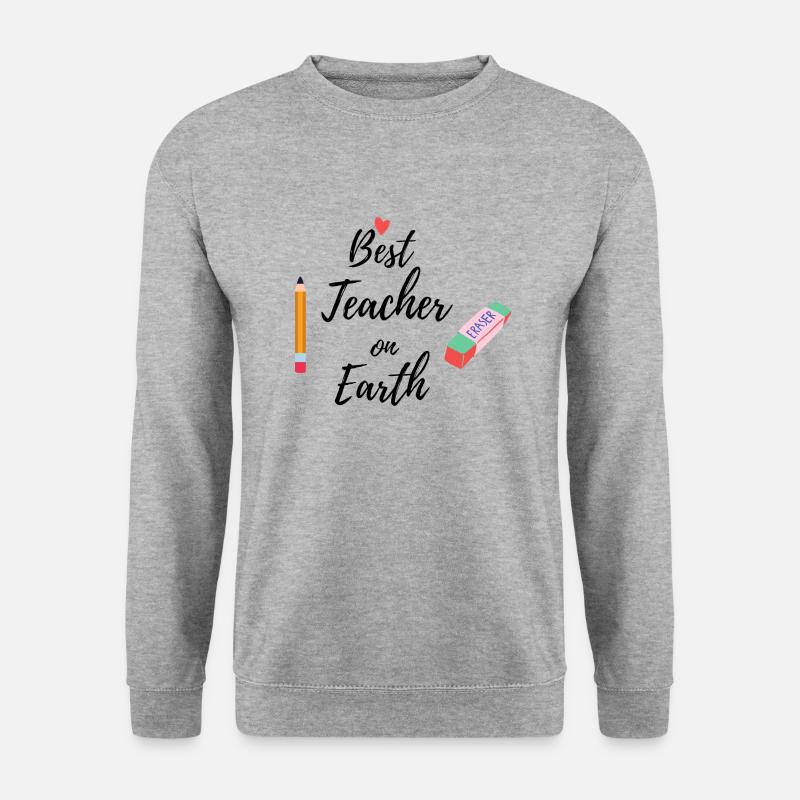 Best teacher on earth - Unisex Pullover - Weißgrau meliert