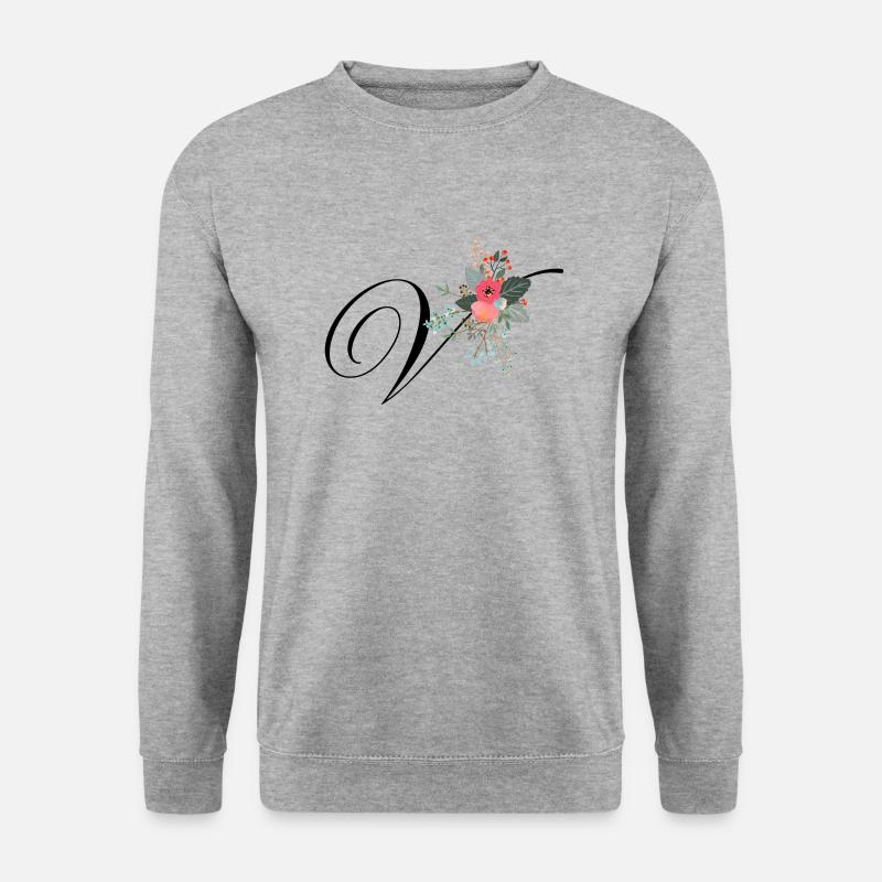 Buchstabe v Blumen - Unisex Pullover - Weißgrau meliert