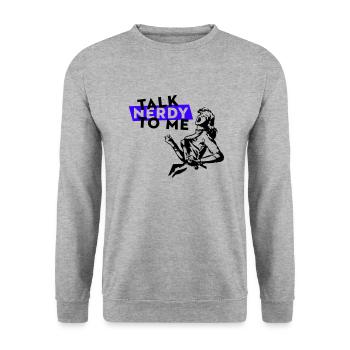Talk Nerdy To Me - Unisex Pullover - Weißgrau meliert - Vorne - Alina (178cm) & Michal (187cm)