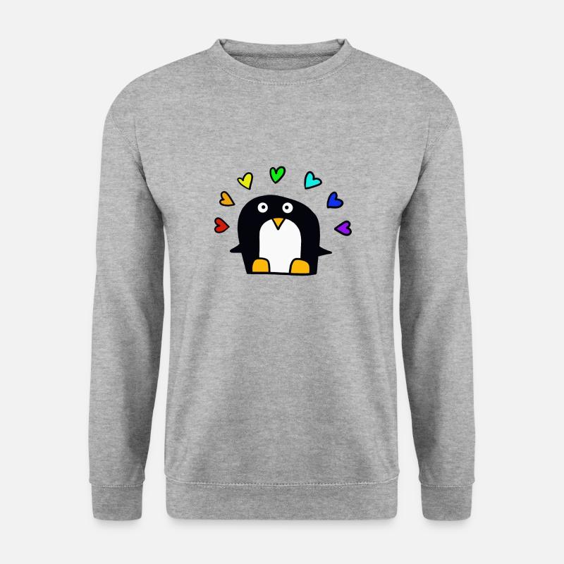 Regenbogenpinguin - Unisex Pullover - Weißgrau meliert