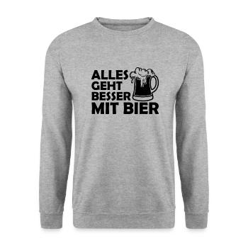 Bier Alkohol Gerstensaft Party - Unisex Pullover - Weißgrau meliert - Vorne - Alina (178cm) & Michal (187cm)