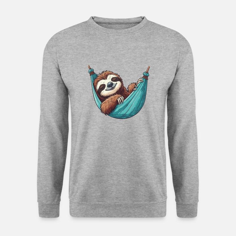 Faultier in der Hängematte Pyjama Schlaf - Unisex Pullover - Weißgrau meliert