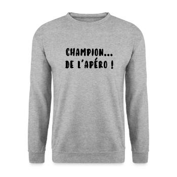 Champion de l’apéro - Sweat-shirt Unisexe - gris chiné - Devant - Alina (178cm) & Michal (187cm)
