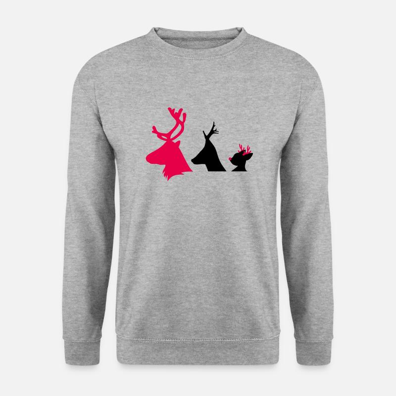 Weihnachtliche Hirschköpfe - Unisex Pullover - Weißgrau meliert