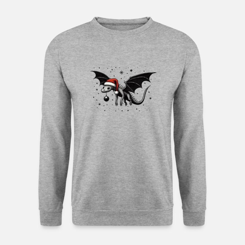 Weihnachtsdrache mit Kugel - Unisex Pullover - Weißgrau meliert