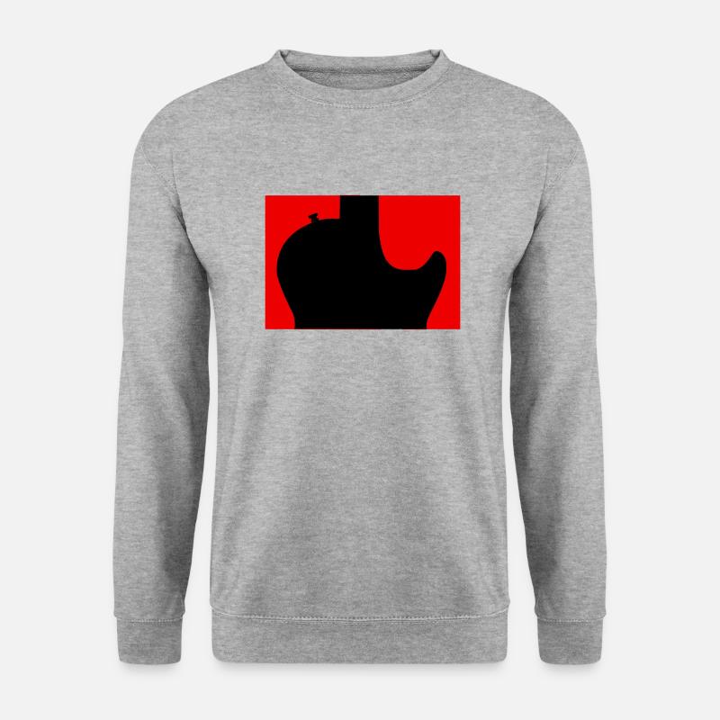 Schwarze Rockgitarre Silhouette - Unisex Pullover - Weißgrau meliert