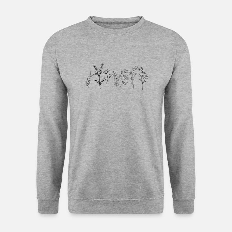 Wildblumen - Unisex Pullover - Weißgrau meliert